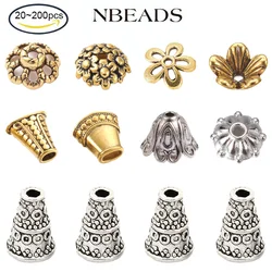 20-200PC Tibetan Style Alloy Bead Caps Kinds of Metal Flower Charm Column Spacer Beads for DIY Necklace Bracelet Arts Projects