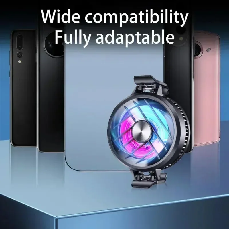 GT30 Mobile Phone Back-Clip Semiconductor Cooling Radiator w/ RGB Colorful Light Silent PUBG Game Cooler for IPhone IOS Android