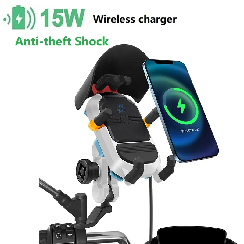 

15W Wireless Charging Motorcycle Phone Holder Fast Charger for Husqvarna Vitpilen 401 Svartpilen 250 125 701 Supermoto Enduro