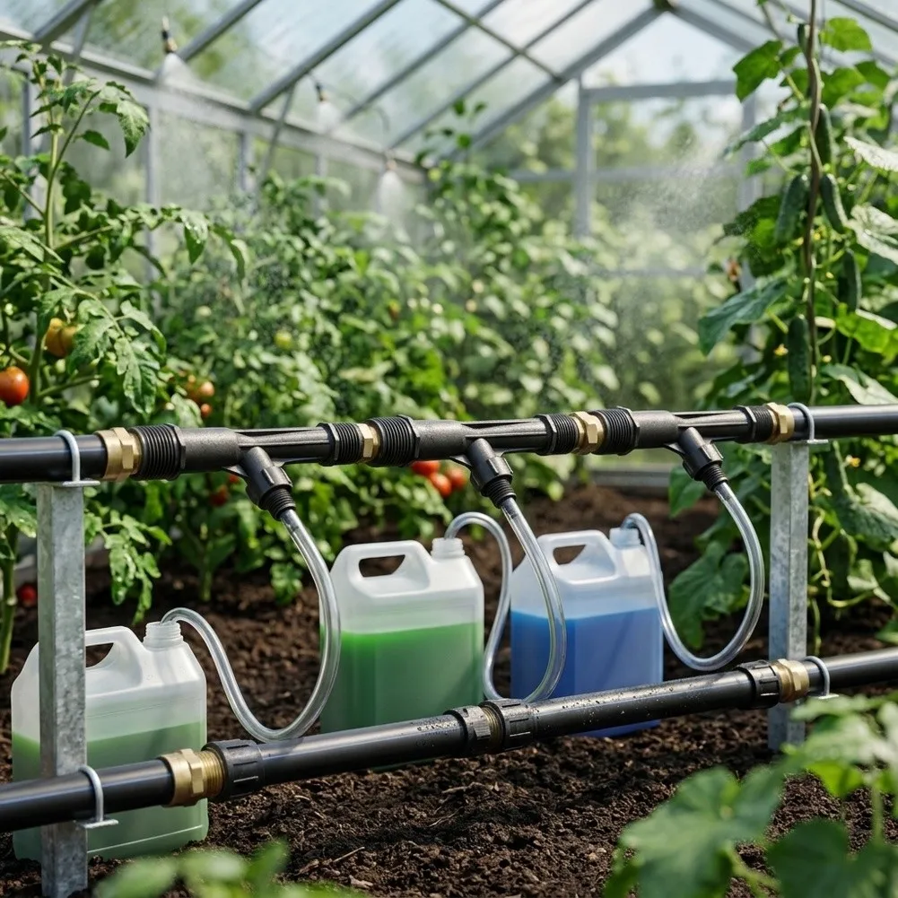1 Inch Garden Fertilizer Injector Designed for Venturi-Based Water Fertilizer Mixing in Irrigation Lines Without External Power