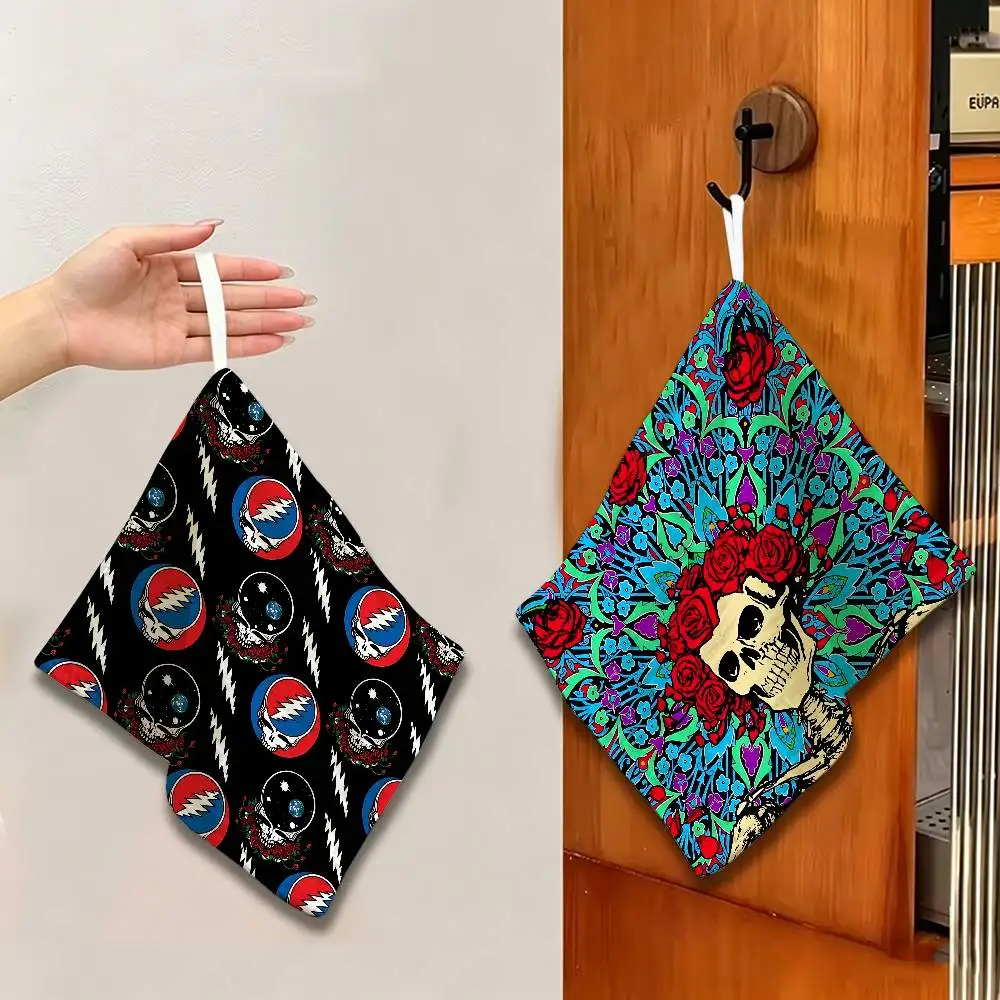 G-Grateful D-Dead Polyester Cotton Hand Wiping Towel, Anti-shrink Hanging Kitchen Cloth for Household Cleaning