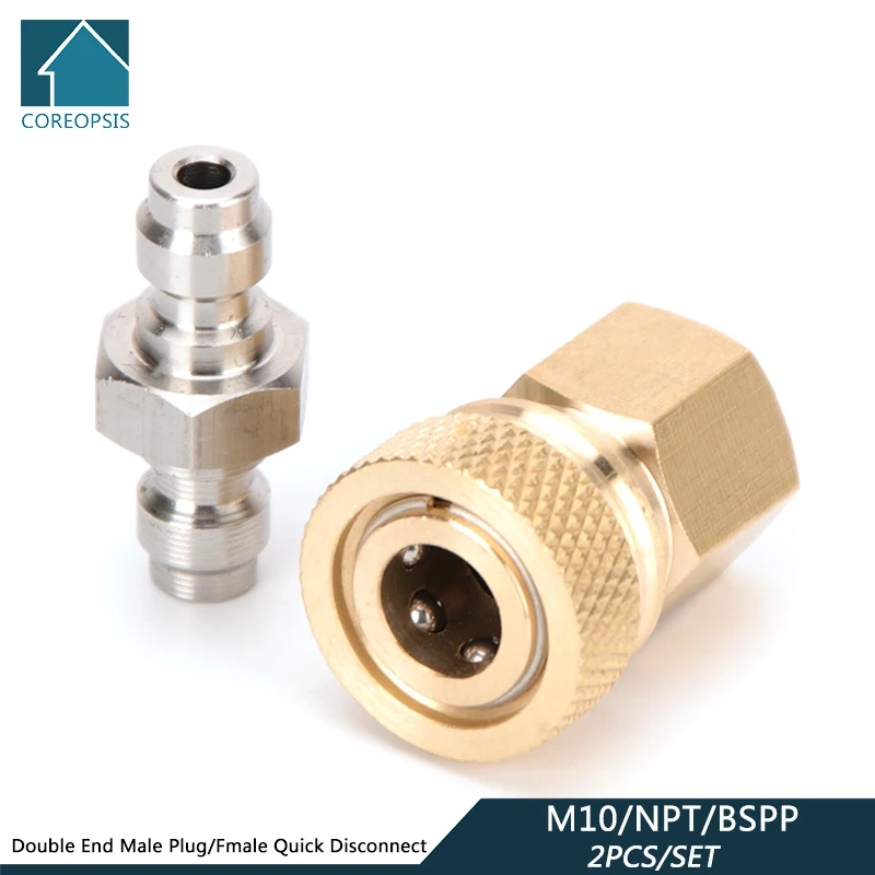 Double-End Plug Quick Disconnects Connector 8mm M8x1  Quick Release Couplings Air Refilling Fittings Socket Air Pumps Parts 2pcs