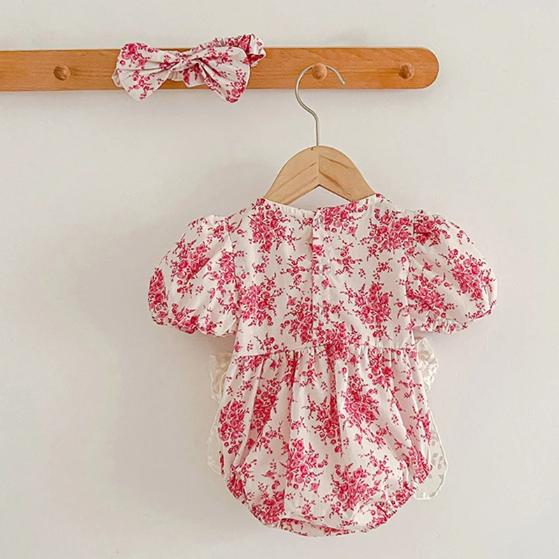 Pelele de manga corta para bebé, mono de algodón con estampado Floral, ropa para recién nacido de 0 a 24 meses, novedad de verano 2024