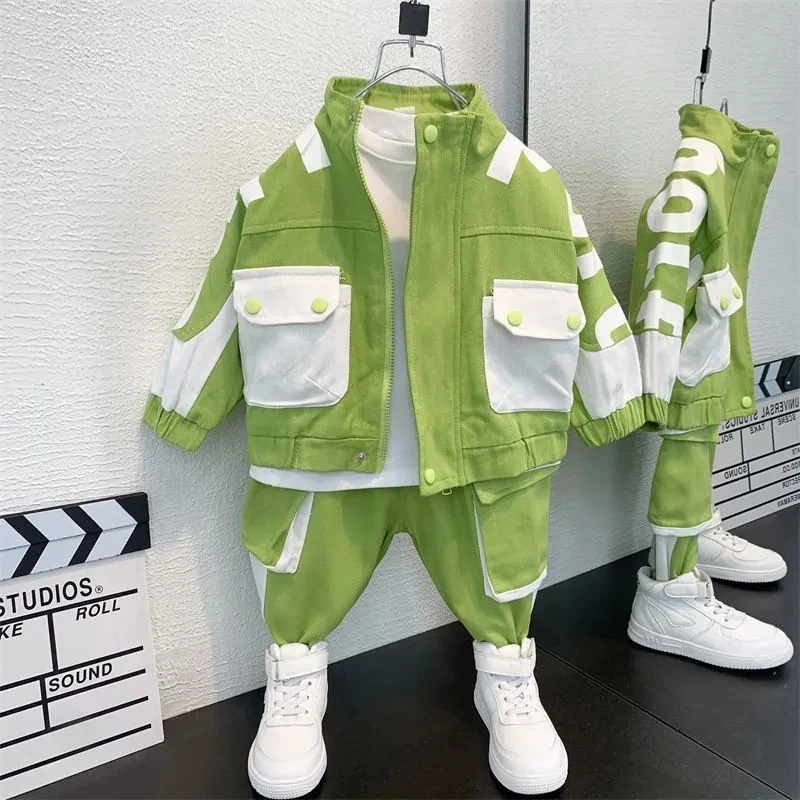 Ensemble de vêtements de sport deux pièces pour garçons, veste trempée, manteau et pantalon pour bébé, vêtements pour enfants, printemps et automne