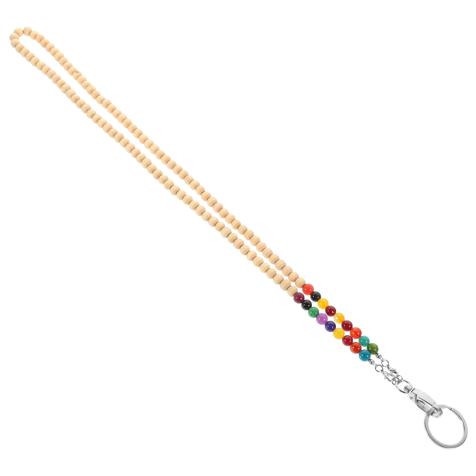 

Wooden Bead Lanyard Mixed Color Agate Badge Holder Keychain Versatile Anti Lost Chain Beaded Rope for Badges Phone