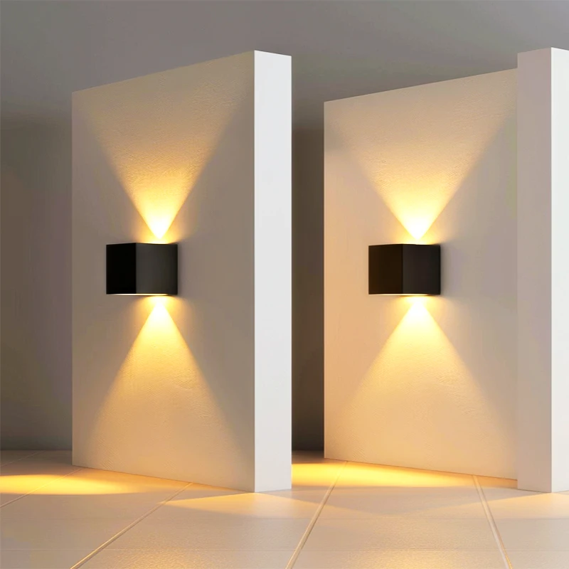 Imagem -04 - Simplicidade Moderna Led Lâmpada de Montagem na Parede para Cima para Baixo Cubo ao ar Livre Luminárias Decoração Interior Quarto Recarregável Sensor Bateria Luz Parede