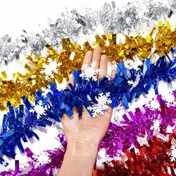 180cm Colorful Christmas Decoration Snowflake Ribbon Garland Christmas Tree Ornaments Tops Tinsel Streamer Xmas Party Supplies