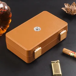 Portable Cedar Wood Cigar Humidor Box Travel sealing Leather Cigar Case Storage 10 Cigars Box Humidor Humidifier For Sigar