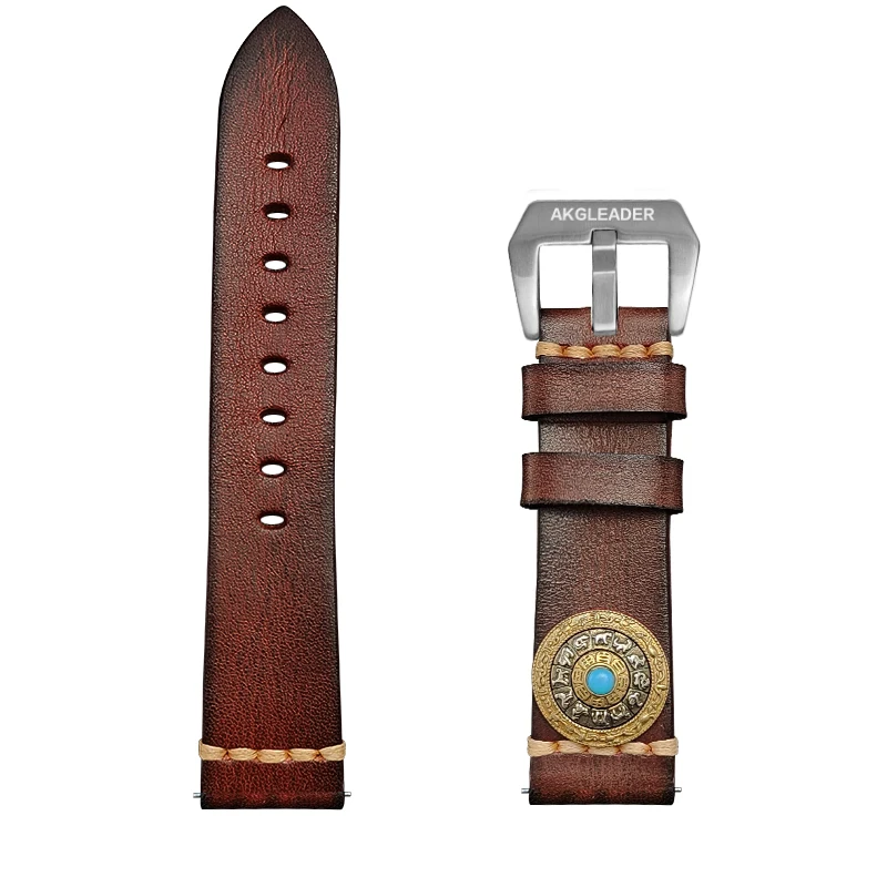 AKGLEADER Leather Strap with spinning top For huawei watch 4 3 pro GT4 Men Bracelet Band Loop ultimate honor xiaomi watchband