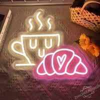 Coffee Bread Neon Sign Croissant Neon Light Restaurant Breakfast Shop Kitchen Home Decoration Gift Party Wall Hanging led Lights