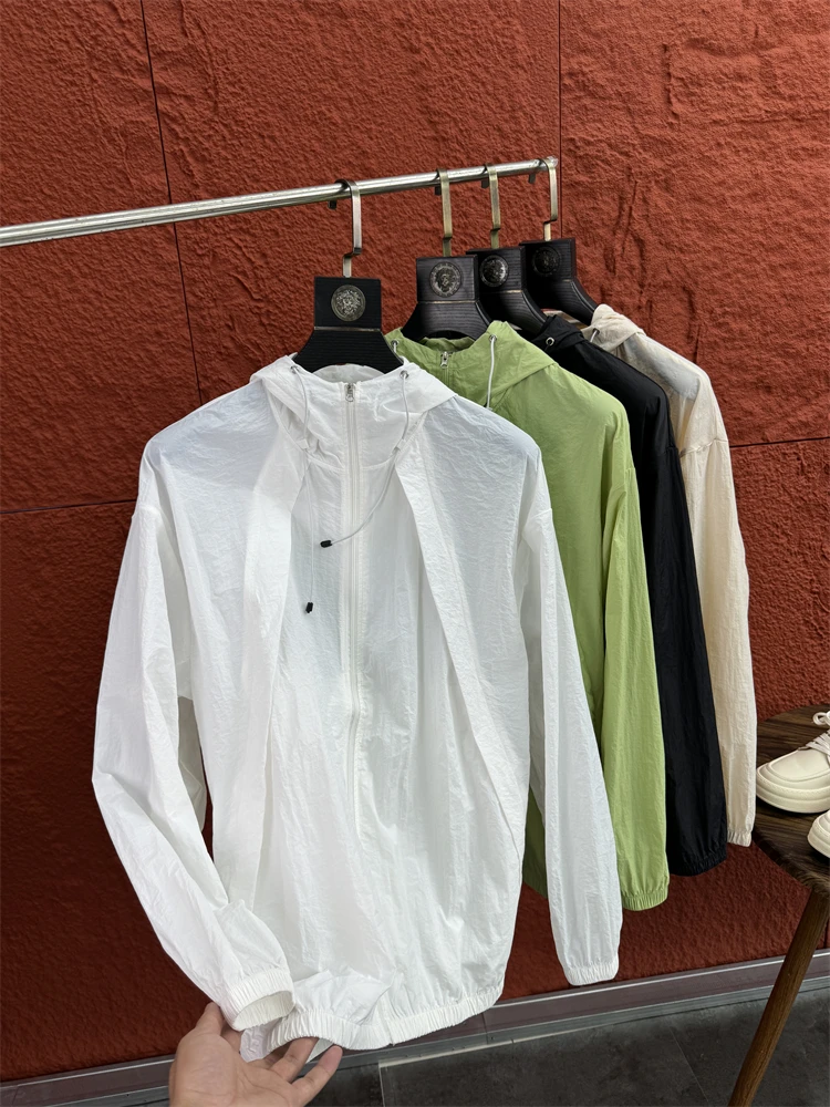 Мужская свободная посадка с капюшоном и защитой от ультрафиолета, повседневная летняя одежда свободного покроя с капюшоном