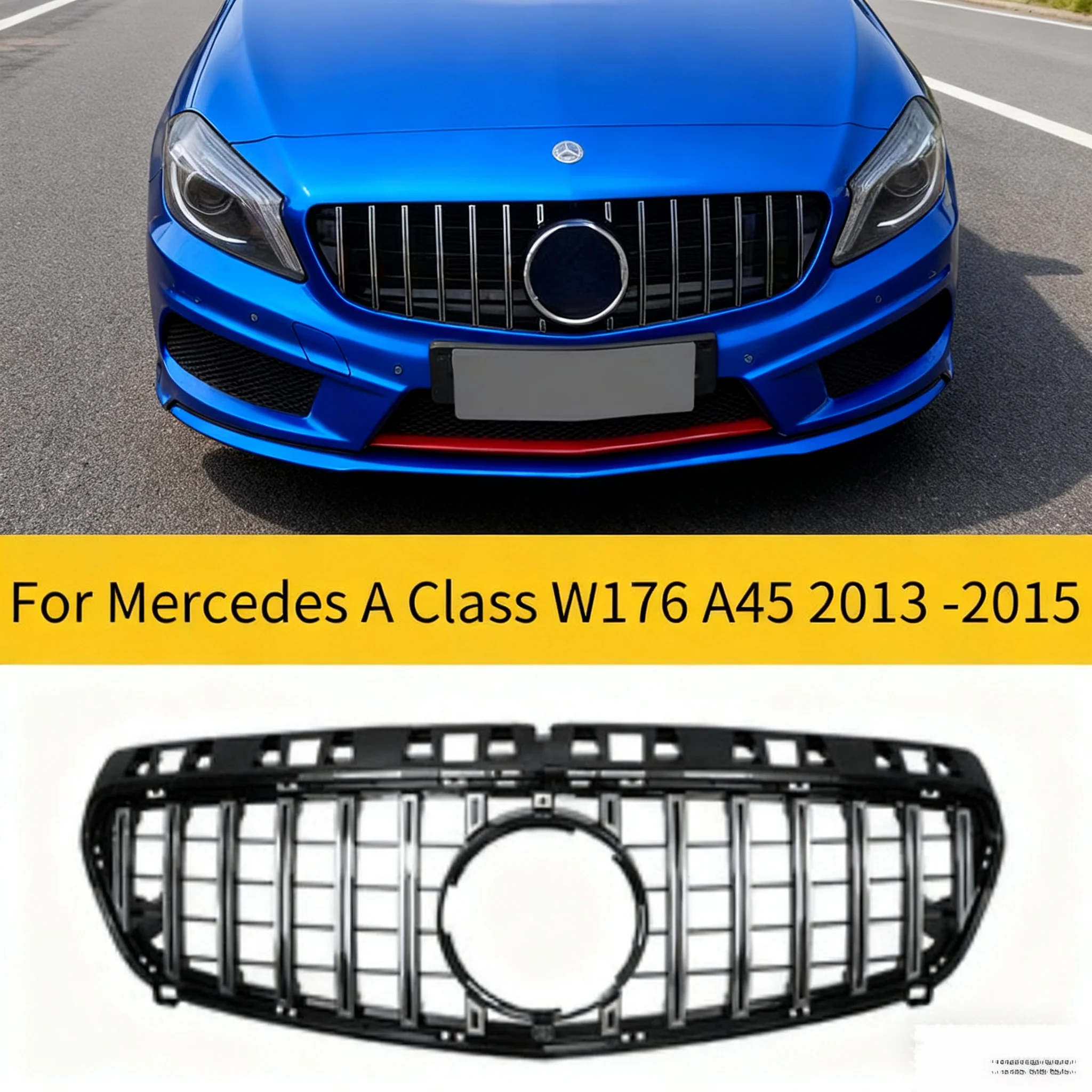 

Для Mercedes-Benz A Class W176 A180 A200 A220 A250 A260 A45 2013-2015 GT Style Передняя решетка Racing Grill Mesh Tuning Accessori