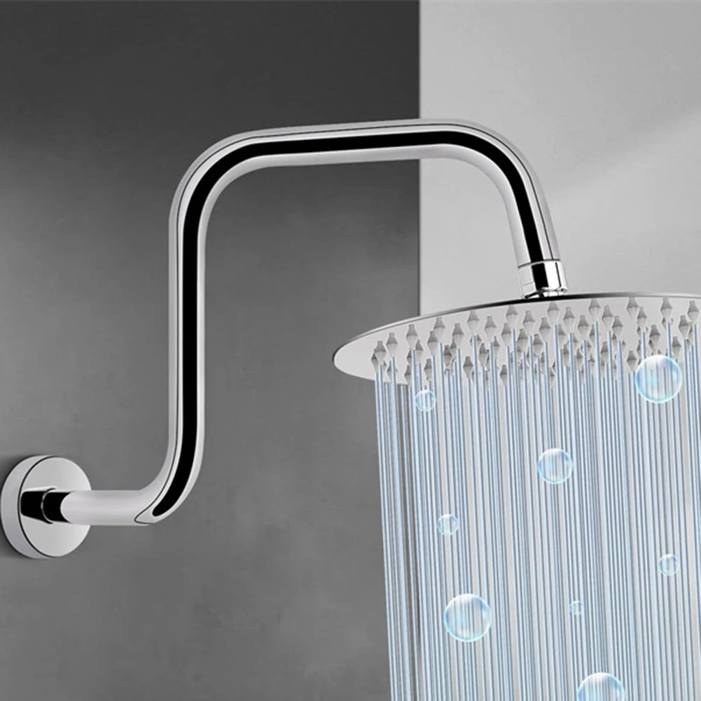 13inch Silver Shower Bracket With Flange Ceiling Mount Shower Head Extension Bathroom Accessories Household Supplies