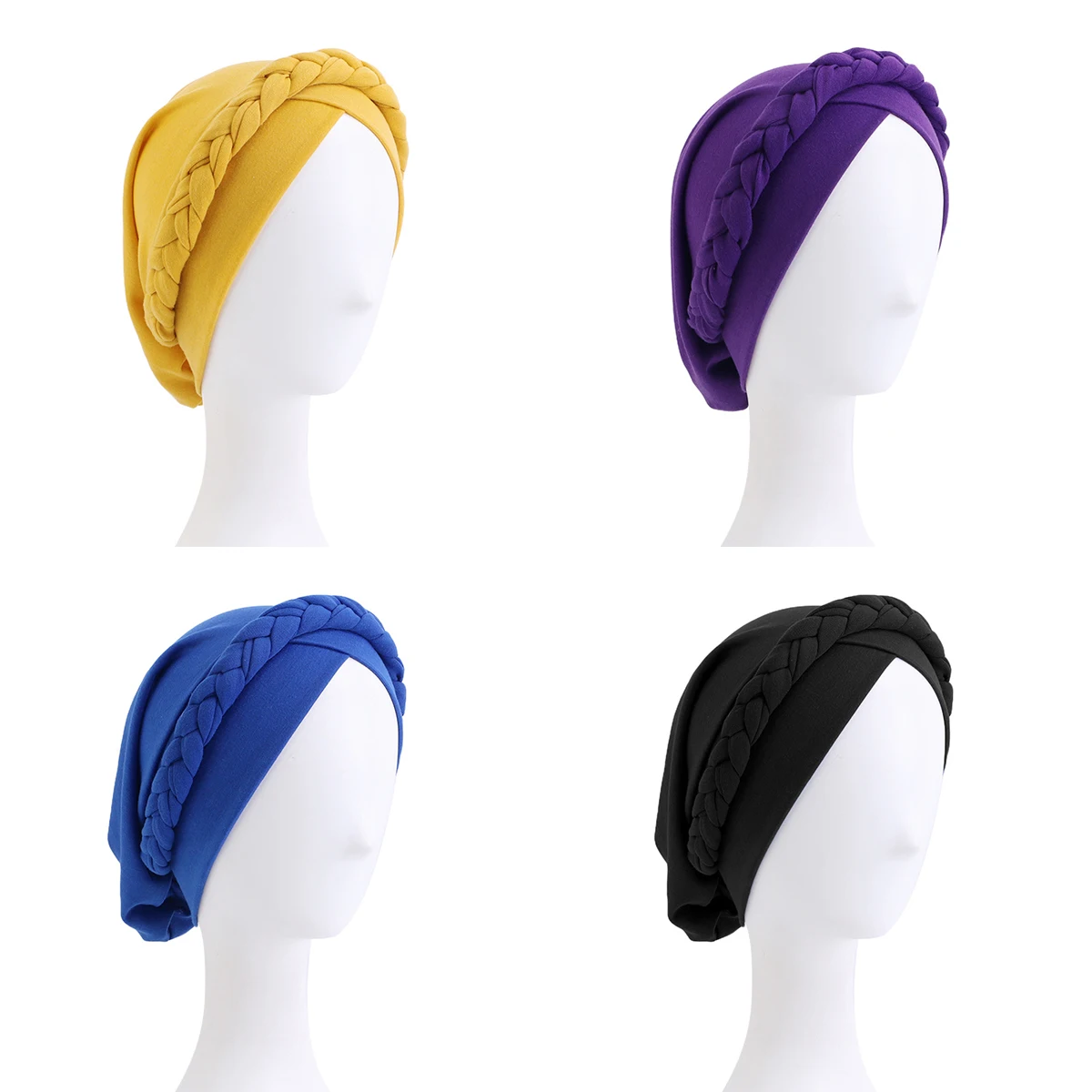 Torção monocromática Braid chapéu étnico, elástico e versátil chapéu indiano, Turbante