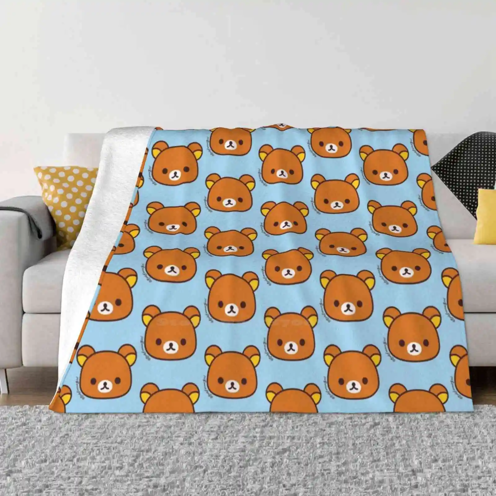 Rilakkuma-02 Fashion Soft Warm Throw Blanket Korilakkuma Kiiroitori Kawaiiart Harajukustyle Cutestyle Kawaiistyle Cuteart