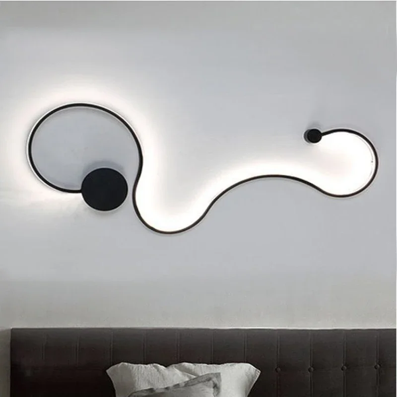 

Nordic Wall Sconce Home Decor Indoor Lighting Bedside Lamp Led Background Line Light Fixtures Bedroom Living Room Corridor Aisle