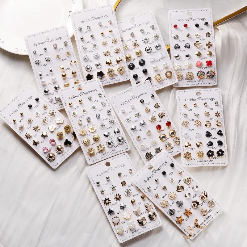 Faux Pearl Stud Earrings Set 12 Pairs Women's Earrings Korean Fashion Simple Tassel Earrings for Girls Women Ear Ring