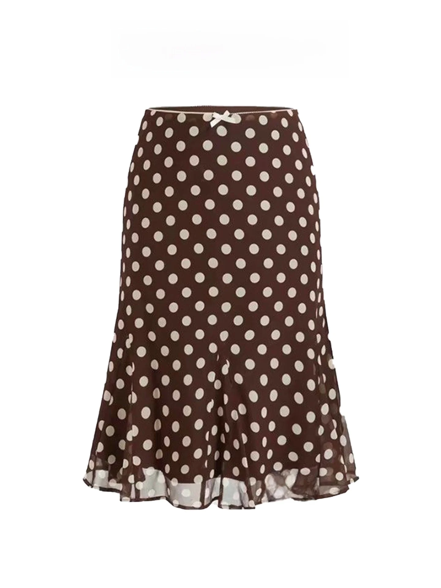 Low Waist Polka Dot Mesh Half Skirt Women's A-Line Fish Tail Skirt Korean Style Breathable Comfortable Vintage Summer New Arr...