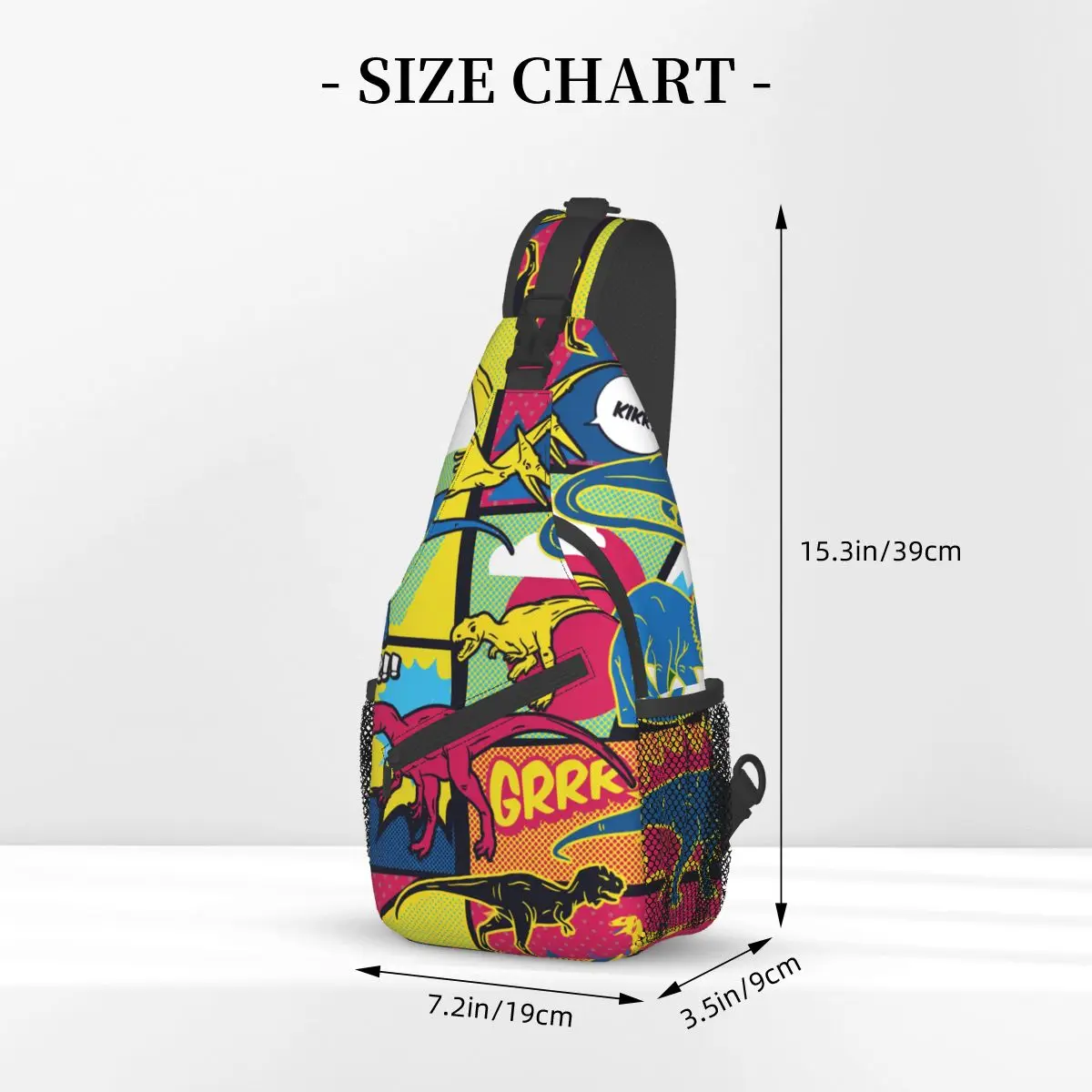 Dinozaur Crossbody torba sportowa dinozaury komiks Pop Art styl torba na klatkę piersiowa Unisex kobiety moda męska plecaki na ramię podróży