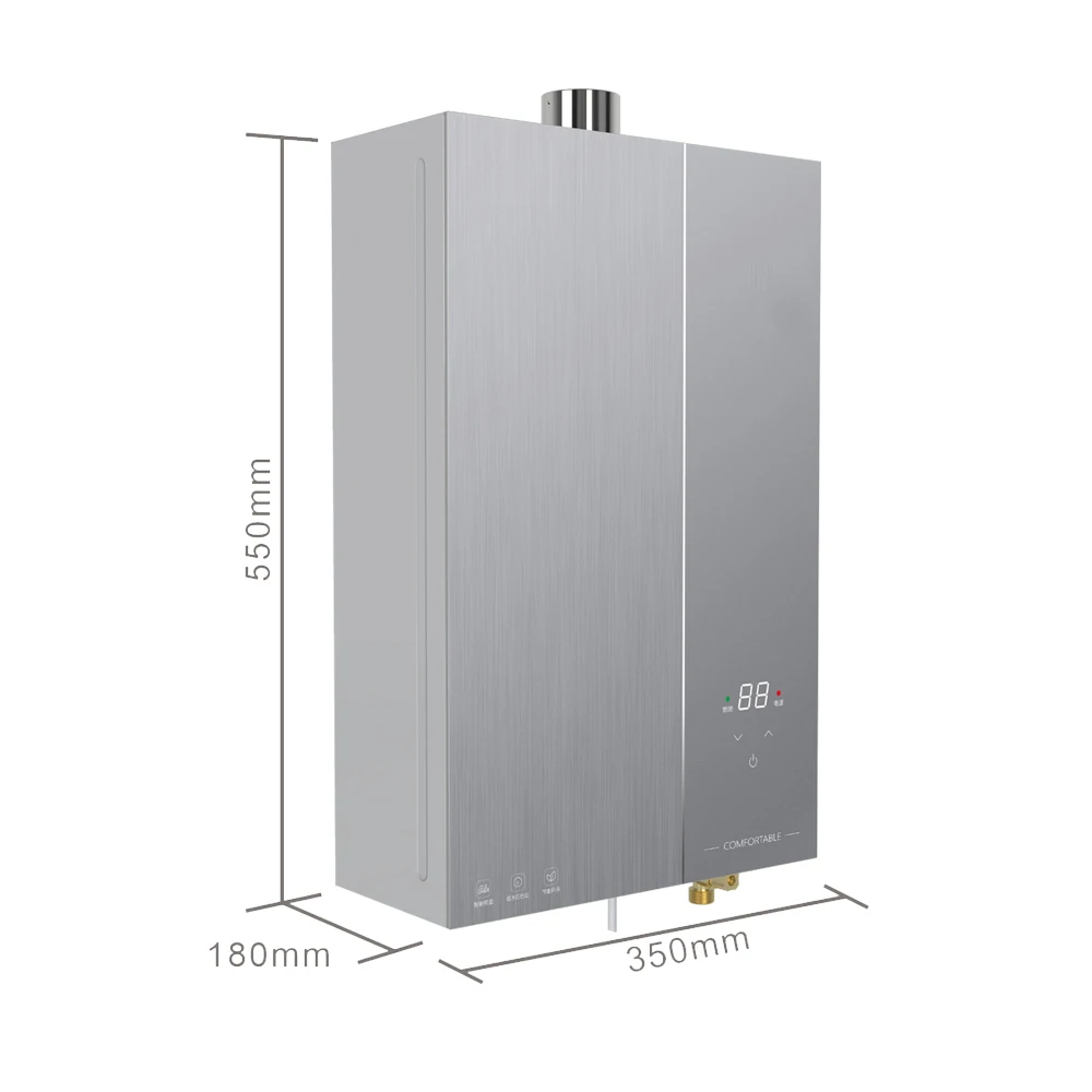 

Household 12L Gas Hot Water Tankless LPG Gas Instant Heating for Home Copper Heat 12L-20L Volume Options Battery