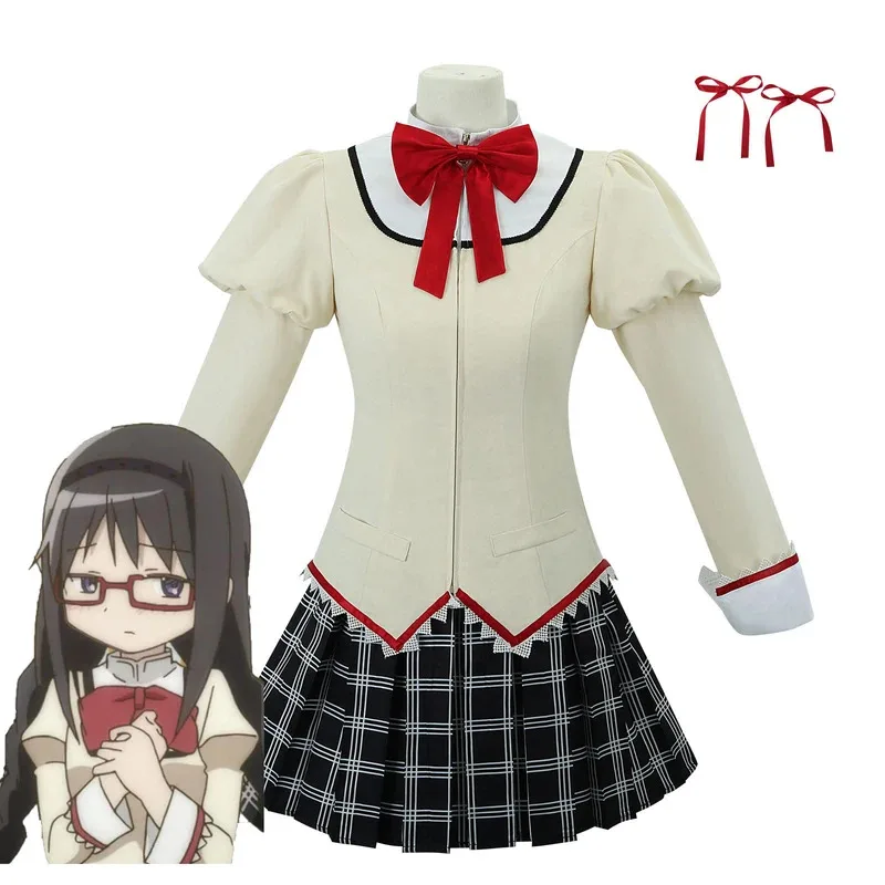 

Anime Puella Magi Madoka Magica Miki Sayaka Cosplay Costume JK School Uniform Halloween Schoolgirls' Skirt Suit Outfits