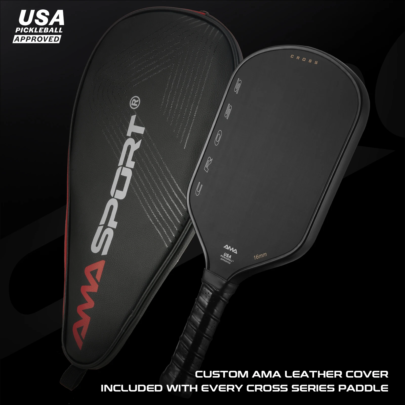 AMASPORT USAPA Approvel Pickleball Paddle with Cover Cross Series for Advanced Design & Premium Performance Pickleball Rackets - Image 5