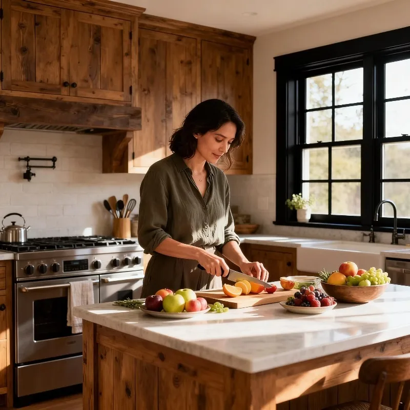 Solid Oak Shaker Kitchen Cabinets Farmhouse Custom Cabinets With Marble Island Glass Cabinet for Home Renovation
