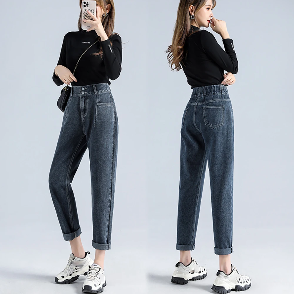 

Spring Autumn High Waist Loose Harlan Jeans For Women New Slim High Waist Cropped Pants Female European Style Long Pant