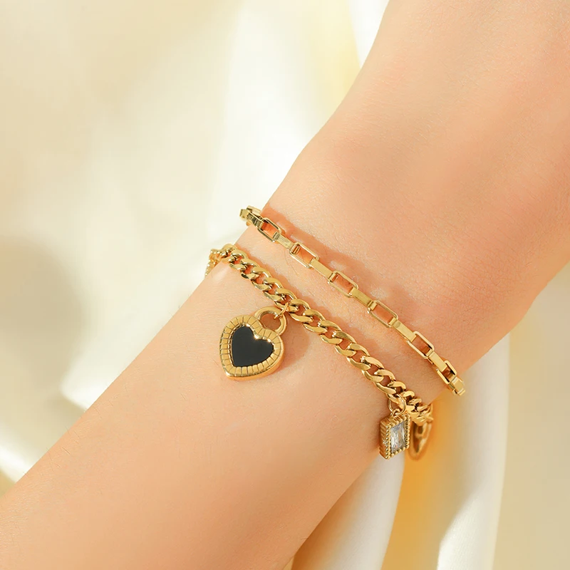GANPUP 316L Edelstahl Metall Goldfarben Mondperlen Armband Armreif Textur-Schmuck Trendige Handgelenkskette für Frauen Neues Geschenk – Detail 10