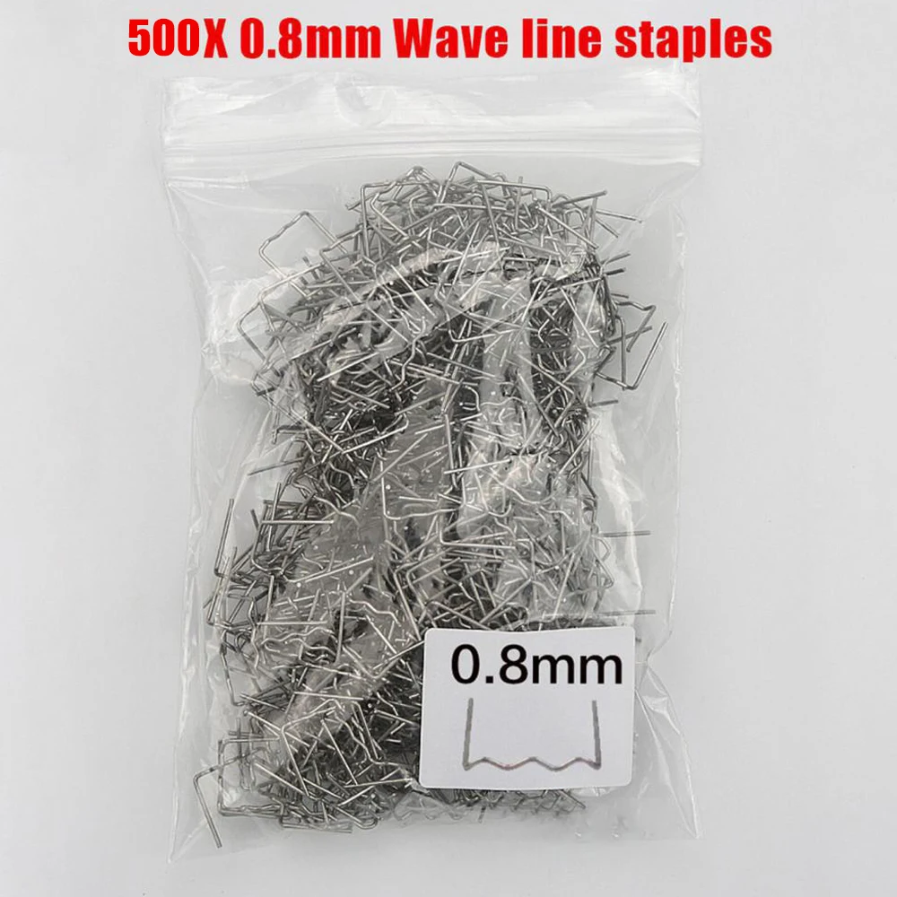 500Pcs 0.6/0.8mm S Wave Staples For Car Bumper Bodywork Plastic Stapler Repair Kit Pre-cut Wave Staples Soldering Tools