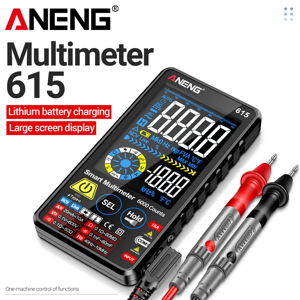 ANENG 615 Multimeter Smart Touch Multitester AC/DC Current Voltage Tester 6000 Counts NCV Meter Battery Charging Instrument Tool