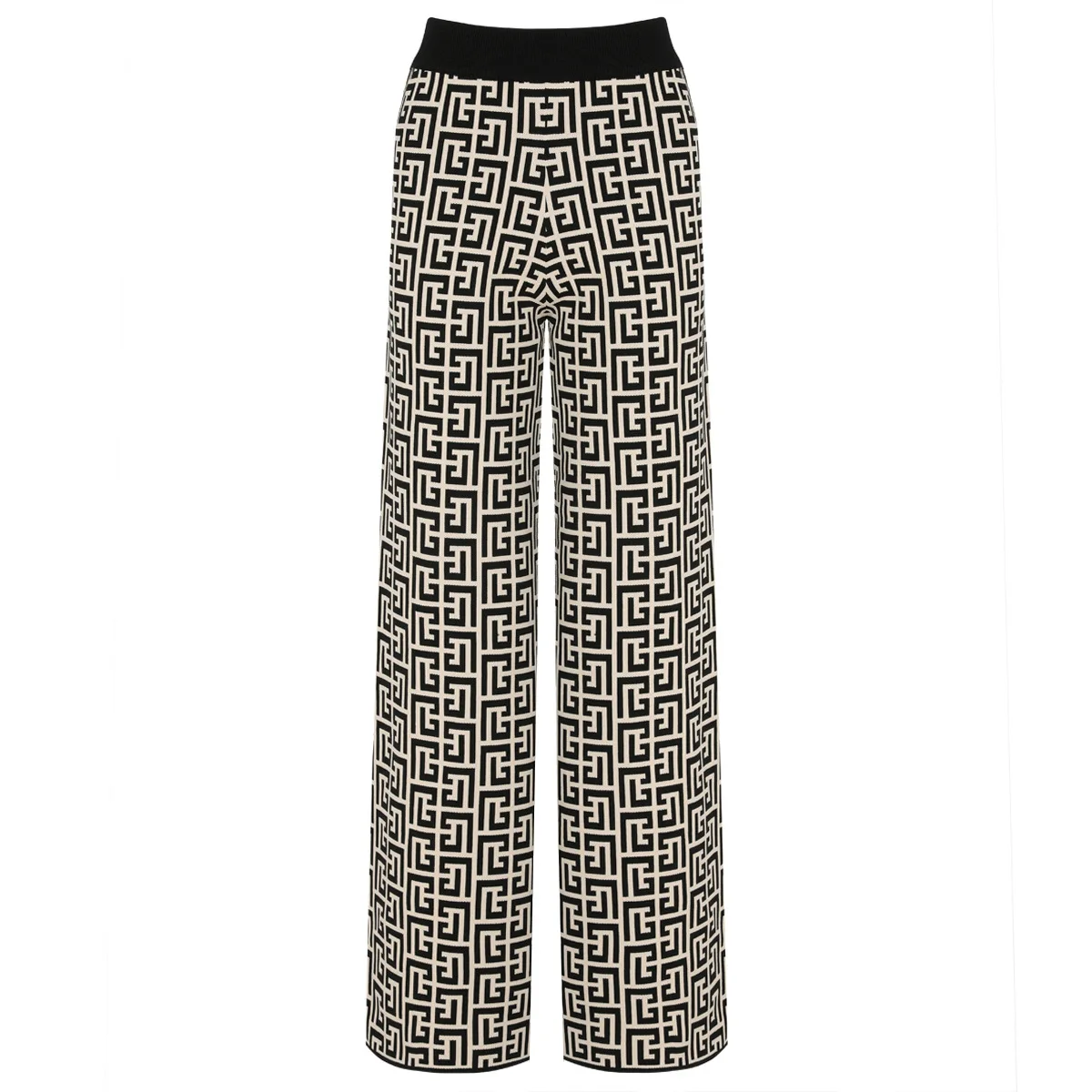 ZJYT Autunno Inverno Nuovi motivi geometrici Cardigan con scollo a V Maglioni Manica lunga Vintage Top Elastico in vita Pantaloni a gamba larga