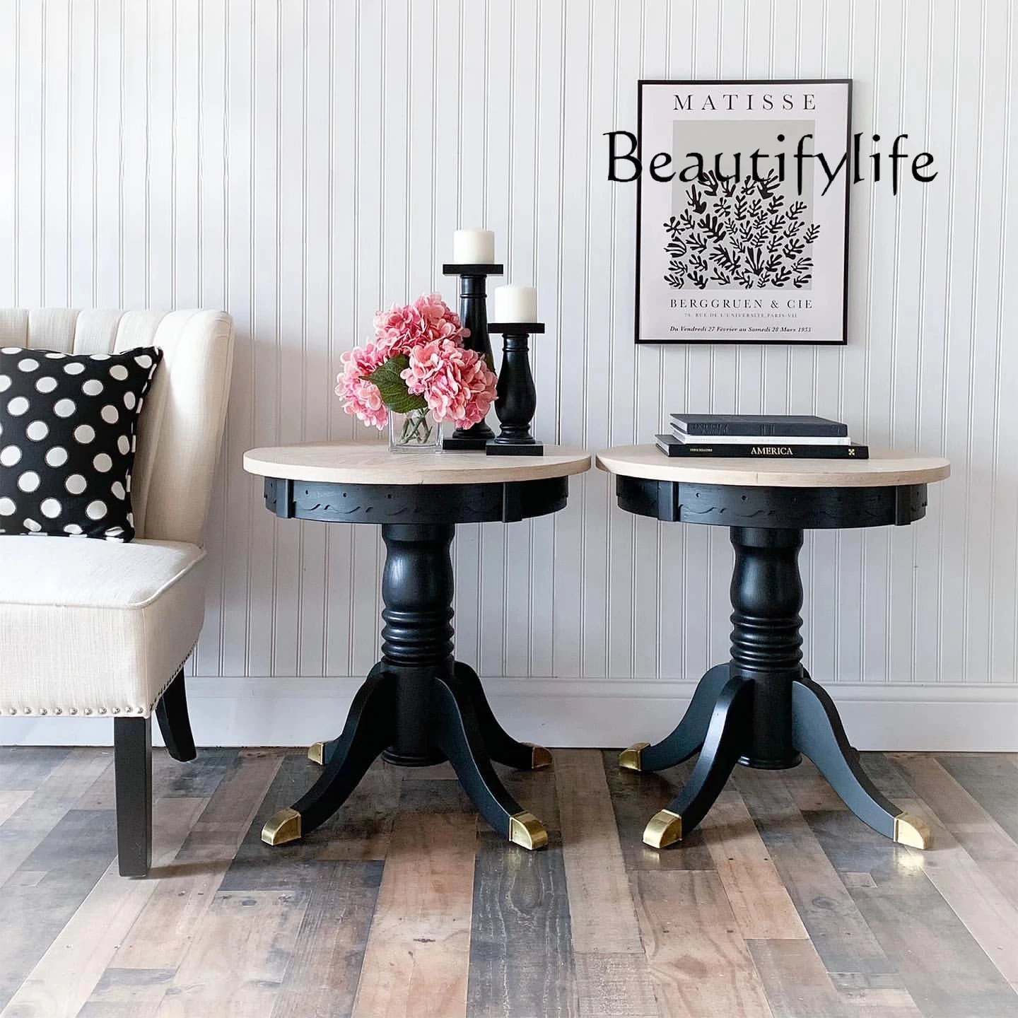 

French solid wood simple modern home living room small coffee table American creative small apartment furniture customization