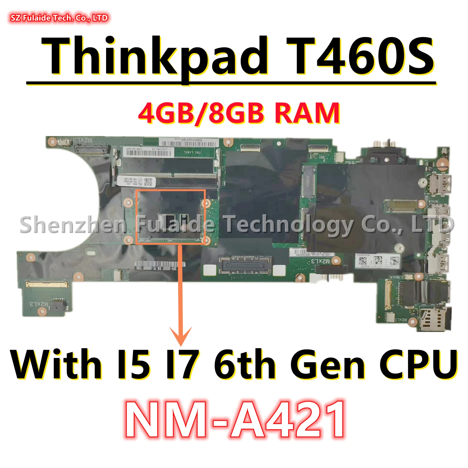 

BT460 NM-A421 For Lenovo Thinkpad T460S Laptop Motherboard With I5 I7 6th Gen CPU 4GB/8GB RAM FRU:00JT937 00JT951 00JT925 00UR92