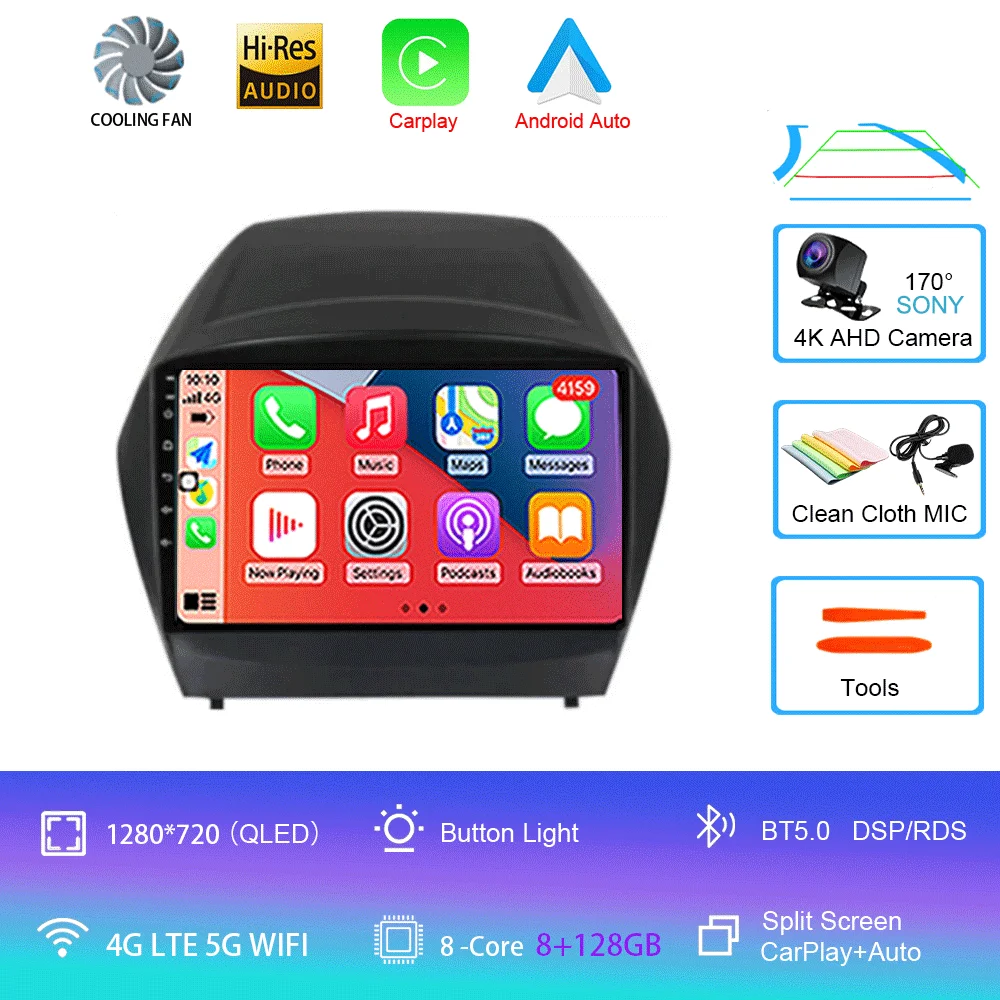Android 16 Carplay autoradio voor Hyundai Tucson 2 LM IX35 2009-2015 navigatie GPS multimediaspeler WiFi stereo BT 360 camera