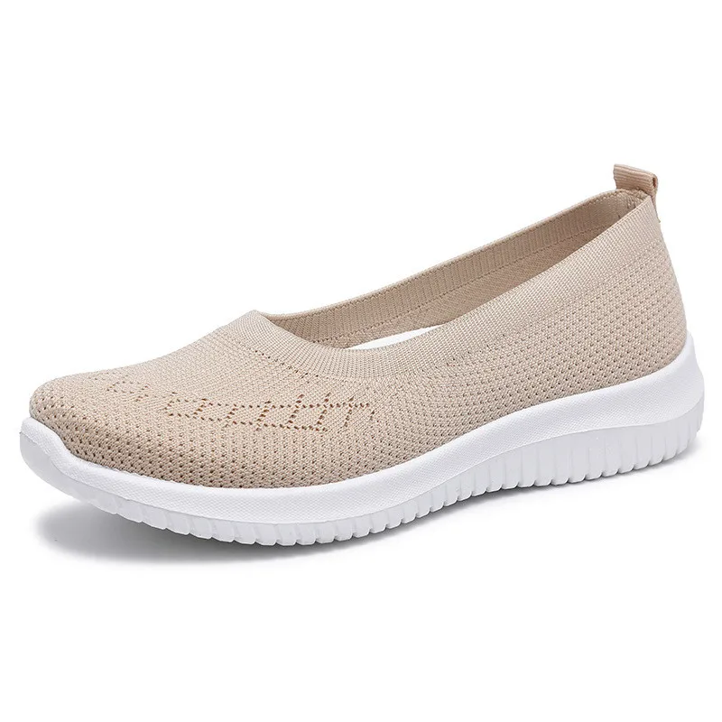 Women Vulcanized Shoes Breathable Outdoor Casual Shoes Mesh Knitted Sneakers Shoes Slip-On Sock Shoe Female Tennis Walking Shoes