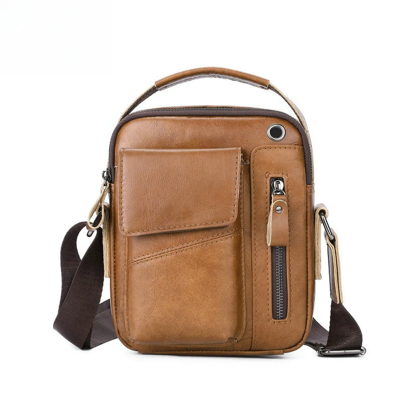 Men's leather backpack Outer layer made of durable cowhide casual and fashionable cross-body bag single shoulder bag leather bag