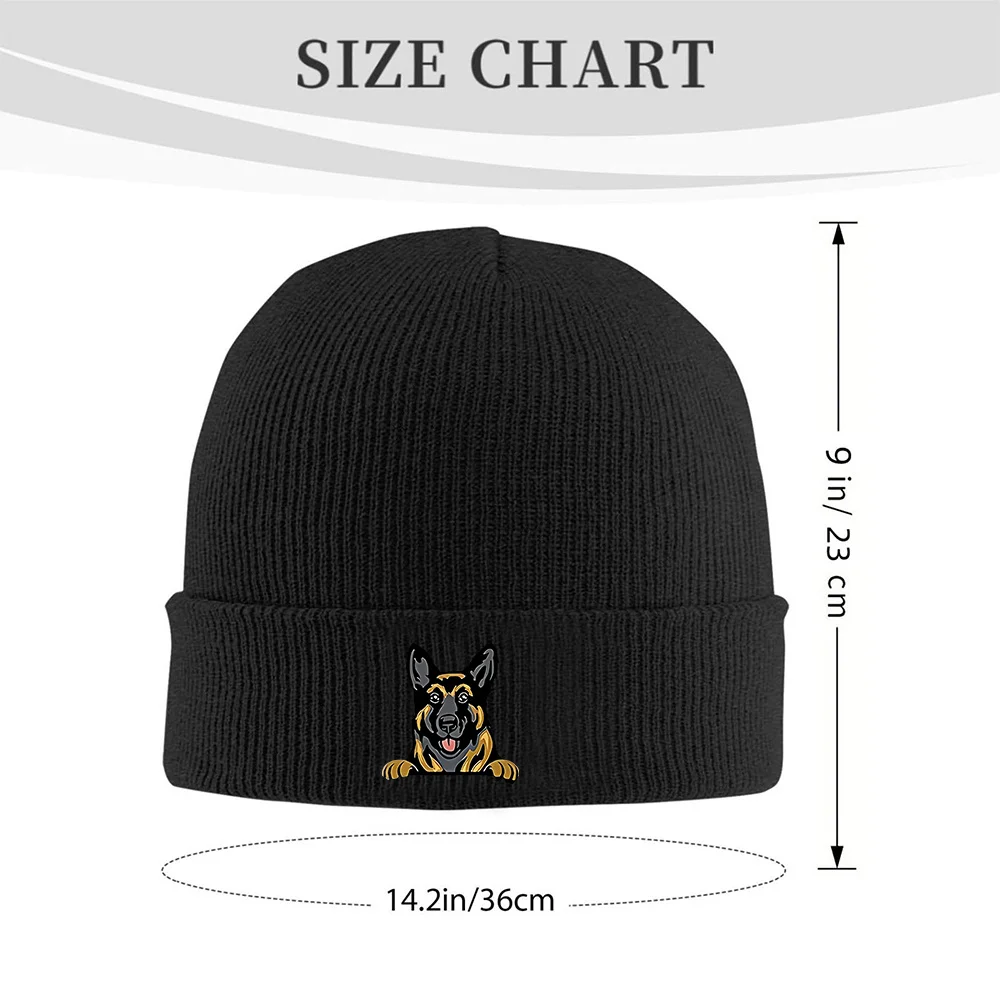 German Shepherd Peeking Knit Beanie Hat for Men Women Soft Warm Winter Cap for Daily Outdoor Wear