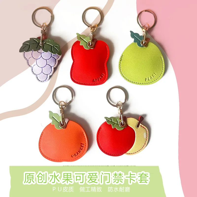 Leather Keychain Holder Case for Apple AirTag Cute Protective Air Tag Cover Keychain Ring Anti-Scratch Finder GPS Tracker Case