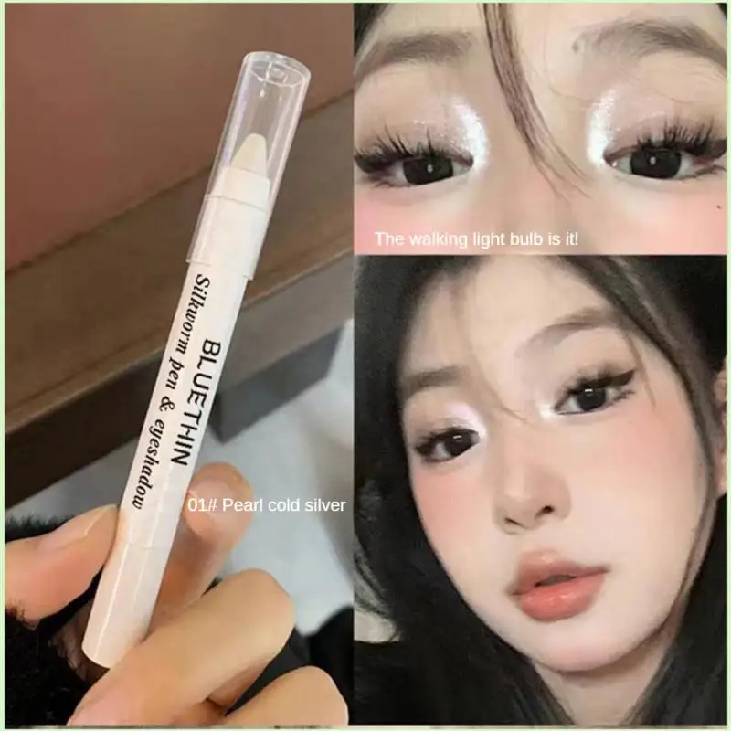 Glitter Highlighter Pen Waterproof Pearlescent Matte White Sliver Diamond Brighten Lying Silkworm Eyeshadow Stick Facial Makeup