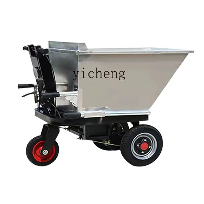 Tqh Farm Electric Stainless Steel White Steel Trolley Handling Feed Three Wheels Dumptruck