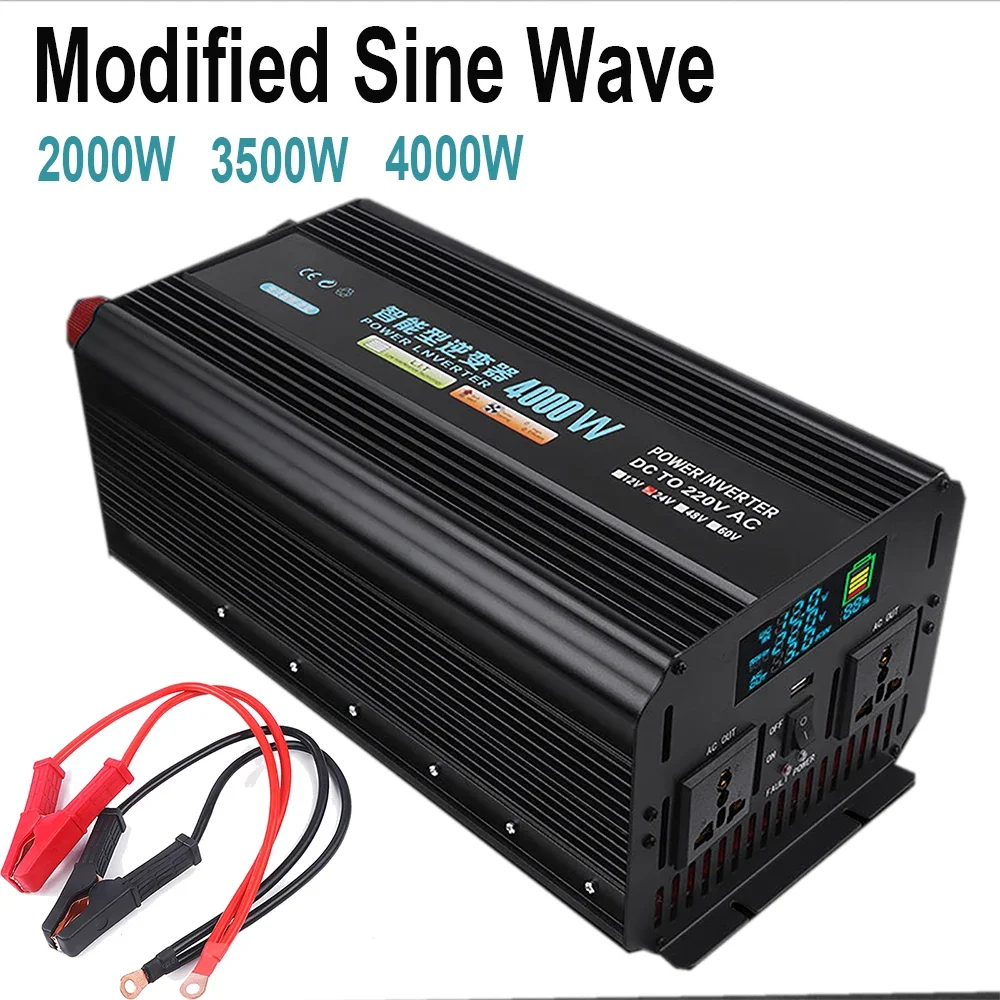 Car Inverter 12V to 220V 110V Modified Sine Wave Off Grid Converter Universal for RV Cars Solar Panel System Outdoor Camping