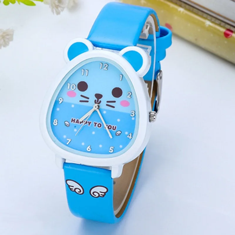 Filles mignon dessin animé montres enfants Quartz analogique en cuir montres dessin animé enfants montre anniversaire filles horloge cadeau