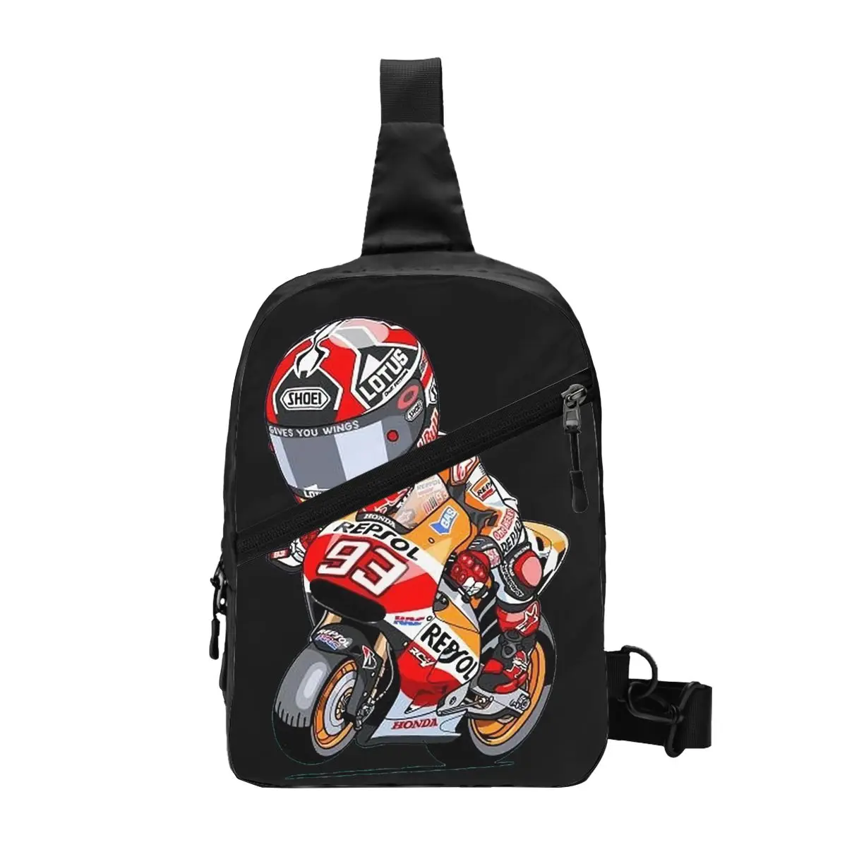 

Custom Casual 93 Marquez Sling Crossbody Backpack Men Motorcycle Racing Shoulder Chest Bags for Travel Cycling