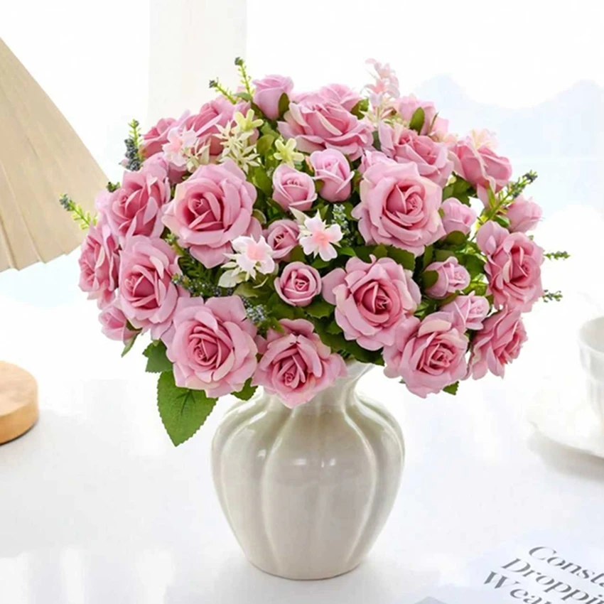 

Artificial Flowers Silk Rose Wedding Bridal Bouquets Festival Home Room Table Centrepieces Outdoor Yard Garden Gifts Decorations