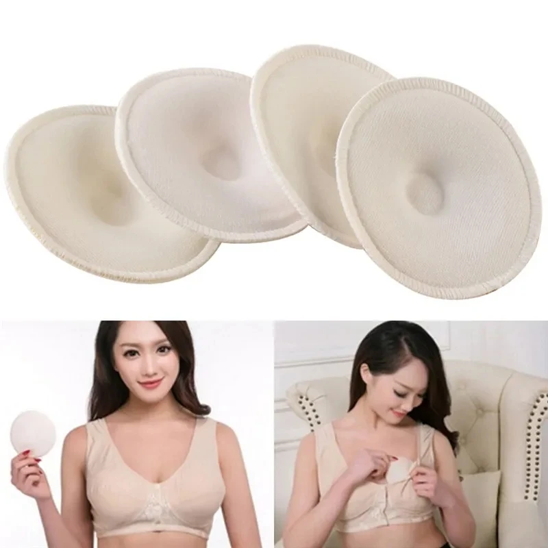 4pcs/bag White Soft Absorbent Cotton Washable Reusable Breastfeeding Breast Nursing Pads Wholesale