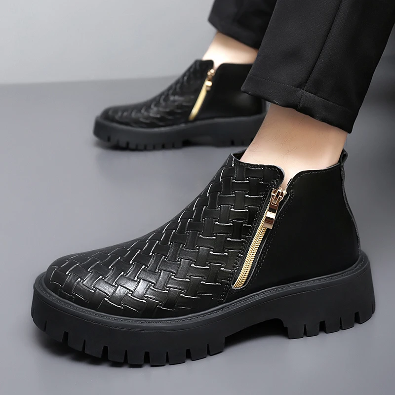 أحذية رجالية عالية الجودة بنعال سميكة مريحة كلاسيكية عارية أحذية رجال الأعمال أحذية غير رسمية مقاسات 38-45 #4