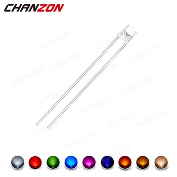 100 stks 3mm LED Diode Platte Top Warm Wit Rood Groen Blauw UV Paars Geel Oranje Roze 2 V 3 V 20mA Groothoek Emitting Gloeilamp