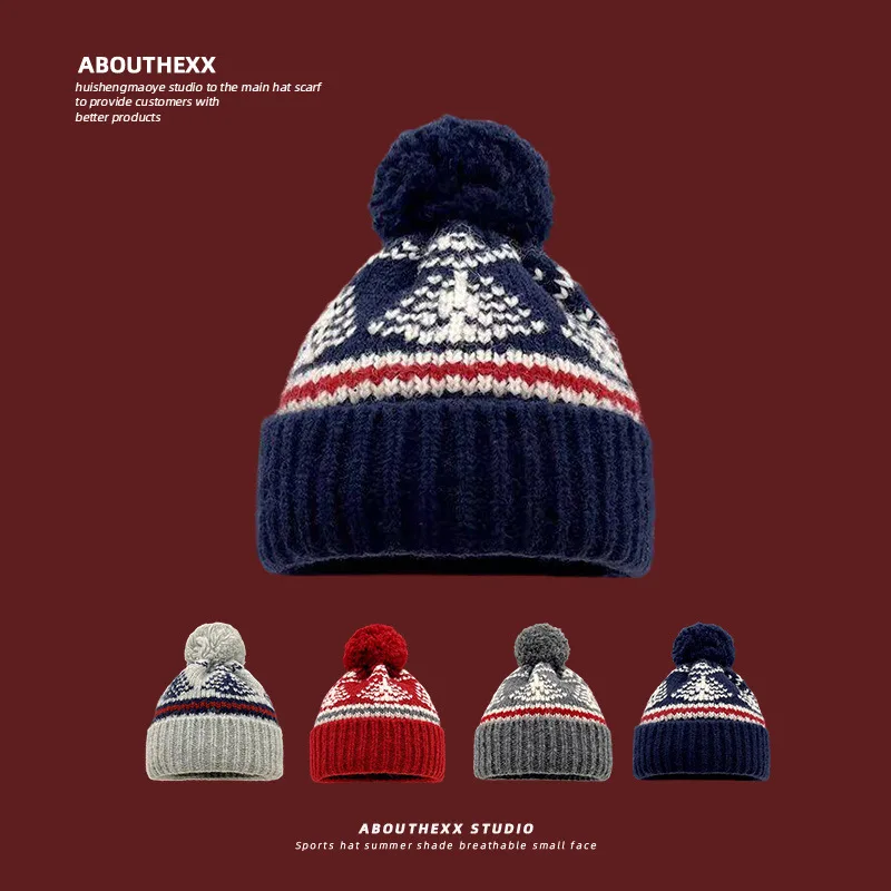 

Winter Hair Ball Knitted Hat Female Outdoor Warm Ear Protector Pullover Hat