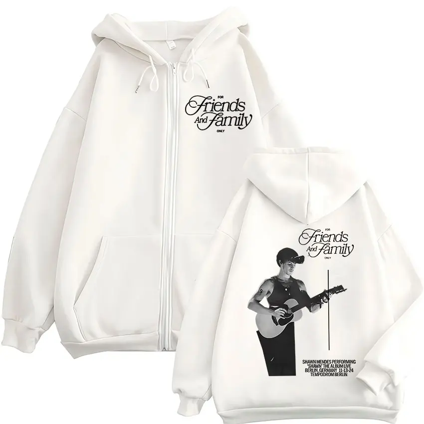 مغني الراب شون مينديز جولة ألبوم سترة هودي ملابس للرجال عالية الجودة الصوف سستة البلوز خمر المتضخم زمم هوديي